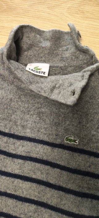 Jersey Lacoste Gris a Rayas
