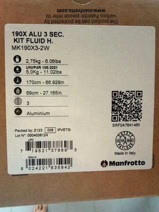 Manfrotto MK190X3-2W Nuovo Mai Usato, Treppiede