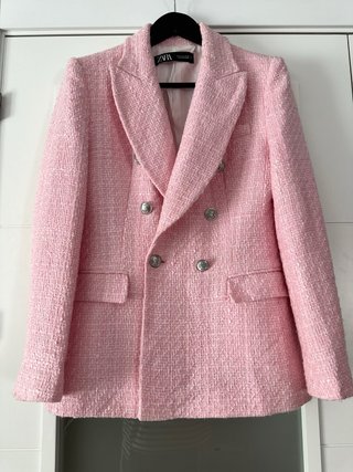 Americana de tweed rosa Zara