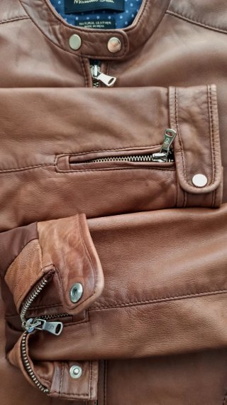 Cazadora Piel Marrón Massimo Dutti
