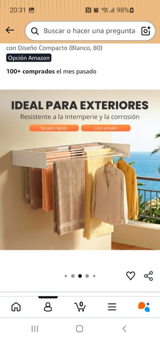 Tendedero Extensible de Pared 80cm