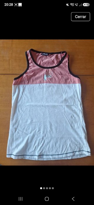 Camiseta Fila sin mangas rosa y blanca