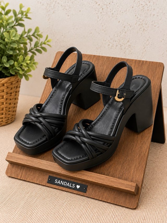 Sandalias de tacón negras
