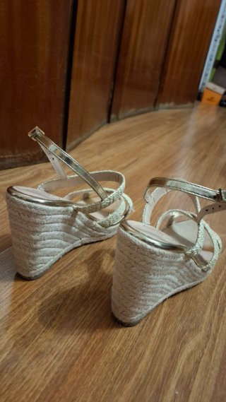 Sandalias Sfera Rafia Esparto Beige Doradas