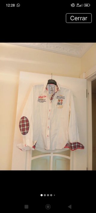 Camisa Blanca Kilarny con Parches y cuadros
