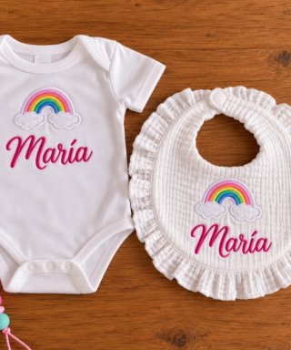 Conjunto bebé: body, babero y chupetero