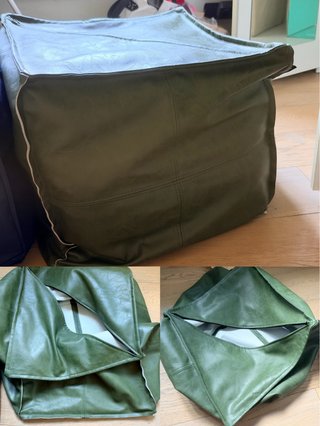 Pouf in Ecopelle Verde Oliva 45-45-45cm