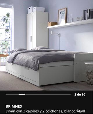 Diván-cama BRIMNES blanco, con dos colchones