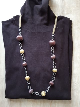 Collar de Bolas Marrón y Dorado