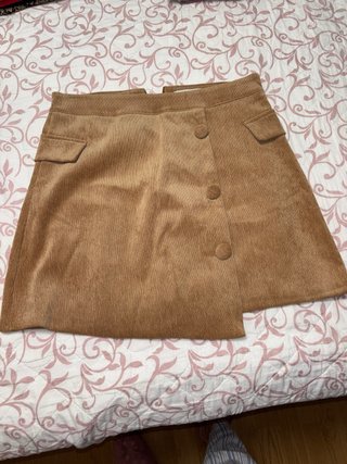 Falda beige efecto pana