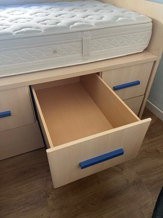 Cama Nido con 4 Cajones, Mesa y Estantería