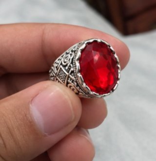 Anillo Inox con Piedra Roja para Hombre