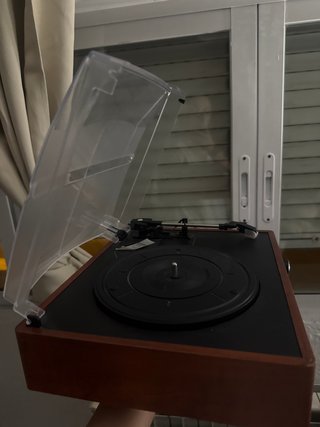 Tocadiscos Vinilo Vintage Marrón y Negro