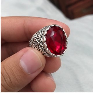 Anillo Inox Hombre Piedra Roja