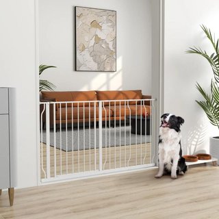 Puerta Seguridad Perros 75-145cm Extensible Blanca