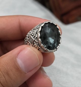 Anillo Inox Gris Piedra Oscura Hombre