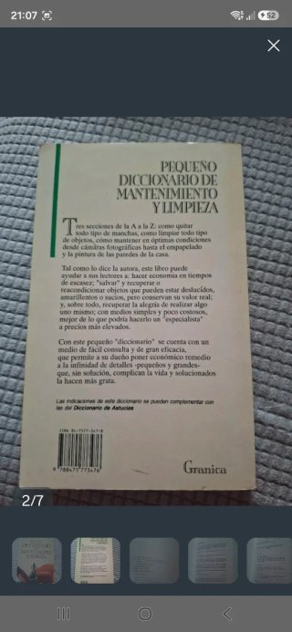 PEQUEÑO DICCIONARIO DE MANTENIMIENTO Y LIMPIEZA