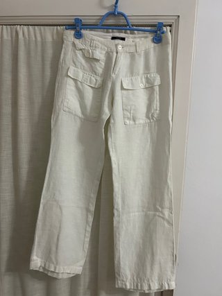 Pantalón de lino Guess blanco