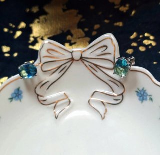Pendientes plata con topacio azul turquesa y verde