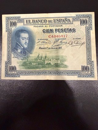 Billete 100 Pesetas 1925 Felipe II