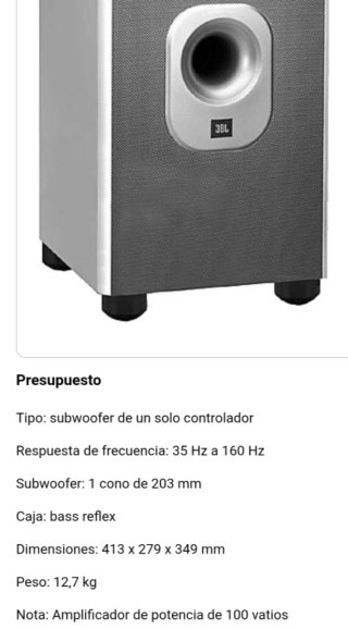JBL SUBWOOFER 100w amplificable 8 pulgadas woofer