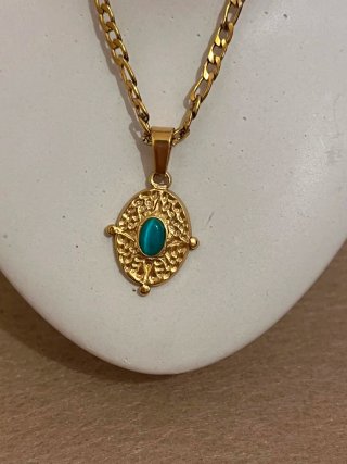 Collar Dorado con Colgante Turquesa