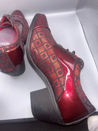 Zapatos Oxford Burdeos Charol Tacón Retro