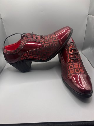 Zapatos Oxford Burdeos Charol Tacón Retro