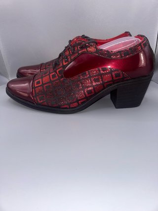 Zapatos Oxford Burdeos Charol Tacón Retro