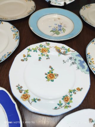 9 Platos Porcelana Francesa Vintage