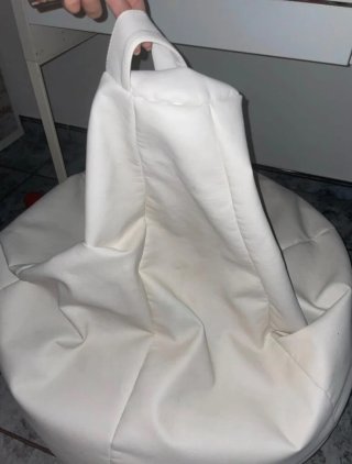 Puff blanco tela semi nuevo