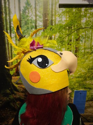 Gorro disfraz pájaro carnaval Carolina, ninfa .
