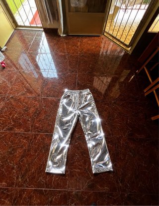 Pantalón gris ancho 900% poliester