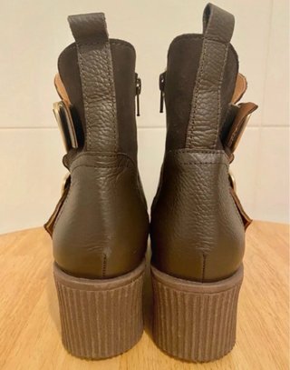 Botines Yokono piel marrón/verde talla 40