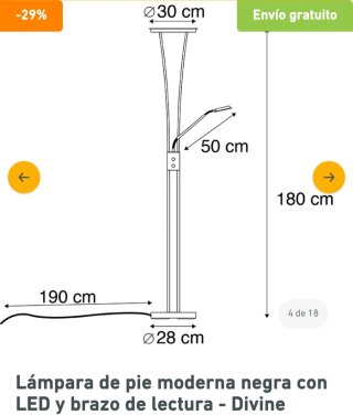 Lampara de pie con foco regulable