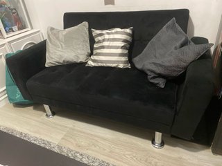Sofá abatible de 2 plazas terciopelo negro