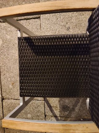Silla dé terraza , polietileno, aluminio, madera