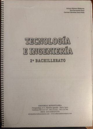 Libro Tecnología 2° Bach. Editorial Donostiarra