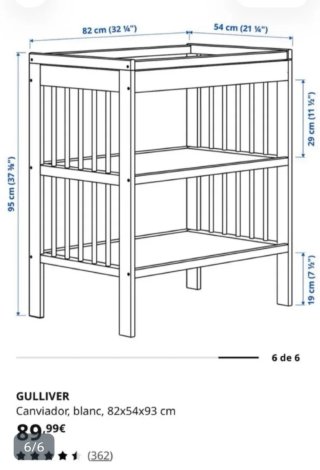 Cambiador de bebé Ikea blanco con colchoneta