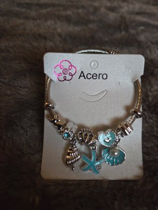 Pulsera Rígida de Acero con Abalorios