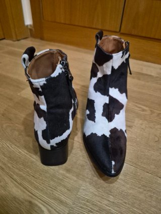 Botines Popa Piel Cow Print 38 Nuevos