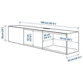 Mueble TV Ikea Besta Madera y Blanco con patas