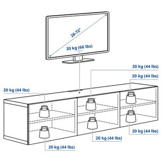 Mueble TV Ikea Besta Madera y Blanco con patas