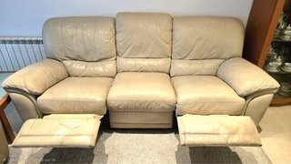 Sofá Natuzzi Piel Beige 3 Plazas