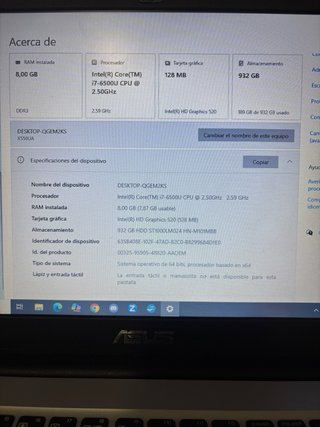 Portátil ASUS i7 1000GB Azul Poco Uso