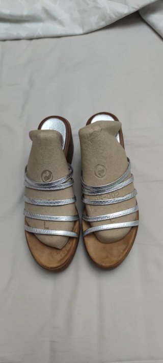Sandalias Plataforma Tiras Plateadas