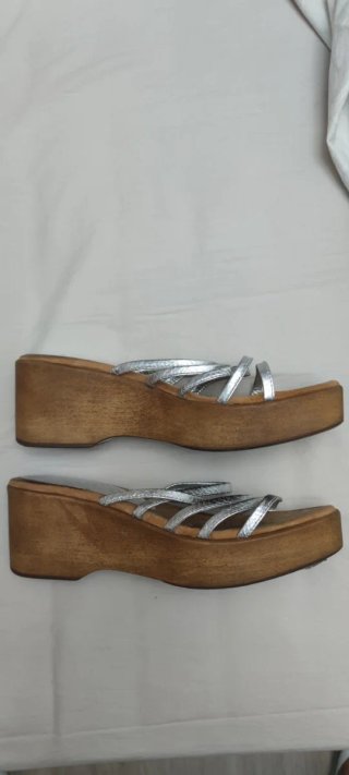 Sandalias Plataforma Tiras Plateadas