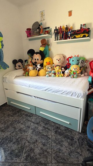 Cama nido infantil blanca y azul