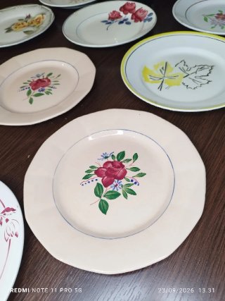 11 Platos Postre Vintage Loza