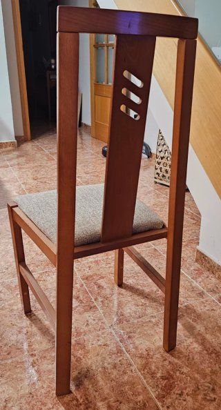 Sillas de Comedor Madera y Tela Beige